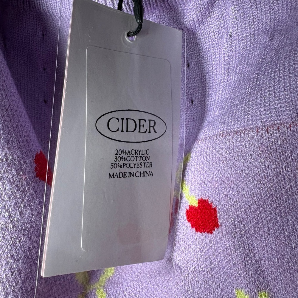 Cider Womens Purple Cherry Knit Crop Tank Top Scalloped Hem Size M NWT‎ - Picture 7 of 10